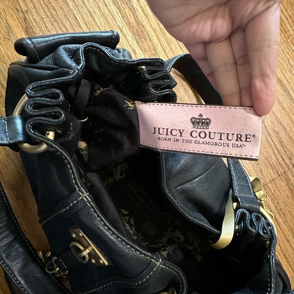 Vintage 2000s Black Leather Juicy Coutour Born in the Glamorous USA - Picture 9 of 16